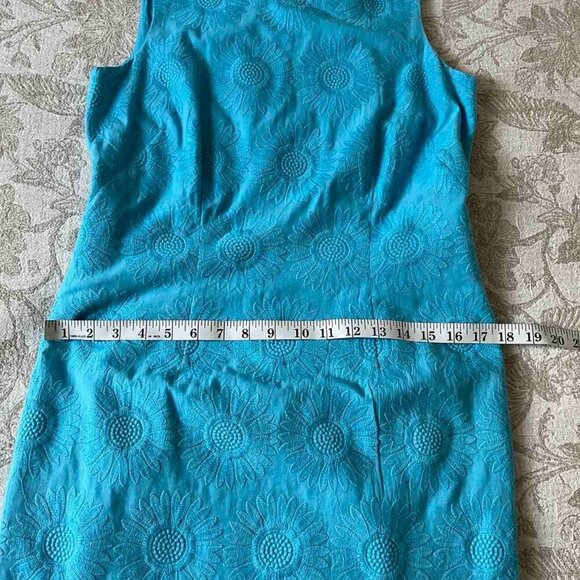 Talbots Blue Embroidered Sunflower Sheath Dress - Picture 8 of 11